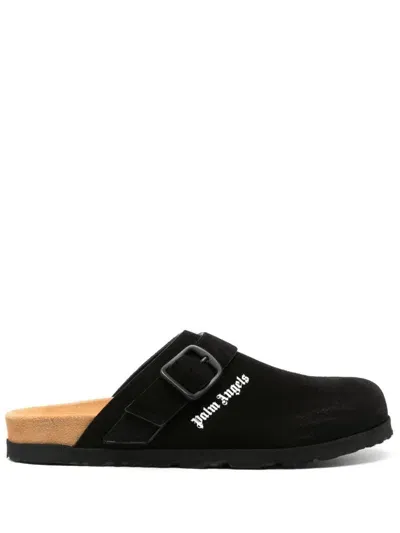 Palm Angels Logo-print Mules In Black