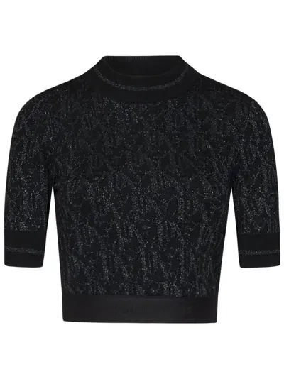 Palm Angels Monogram Knit Top Ss In Black