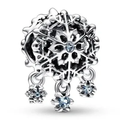 Pandora Icy Snowflake Drop Charm In Silver In Grey