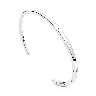 Pandora Jewels Mod. Signature I-d Open Bangle ***special Price*** In Metallic