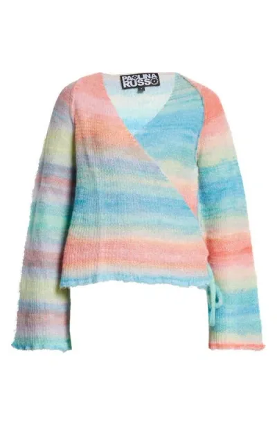 Paolina Russo Candy Mohair & Alpaca Blend Wrap Cardigan In Candy Rainbow