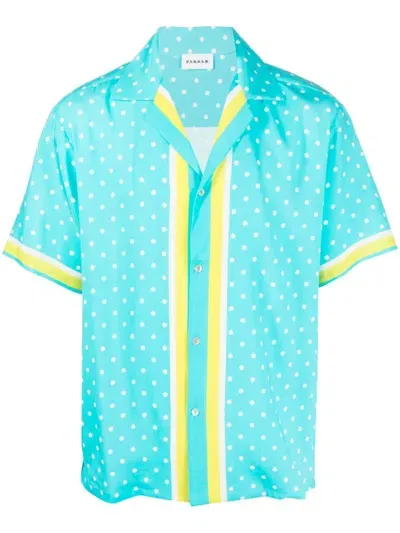 P.a.r.o.s.h Polka-dot Print Short-sleeved Silk Shirt In Blue