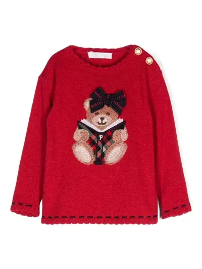 Patachou Babies' Embroidered-motif Sweater In Red