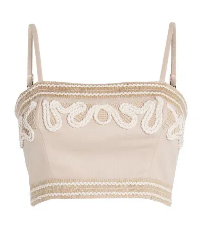 Patbo Embroidered Crop Top In Beige