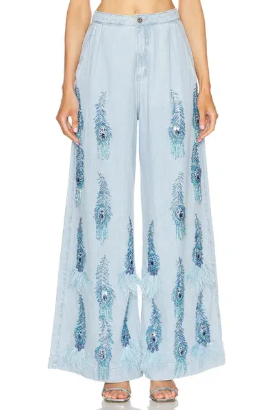 Patbo Hand-beaded Denim And Feather Jeans