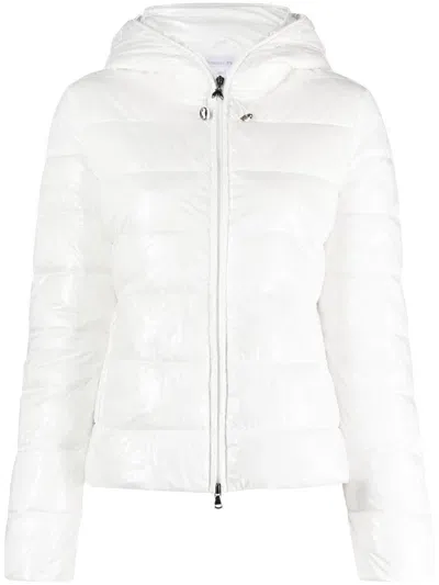 Patrizia Pepe Hooded Zip-up Puffer Jacket In White