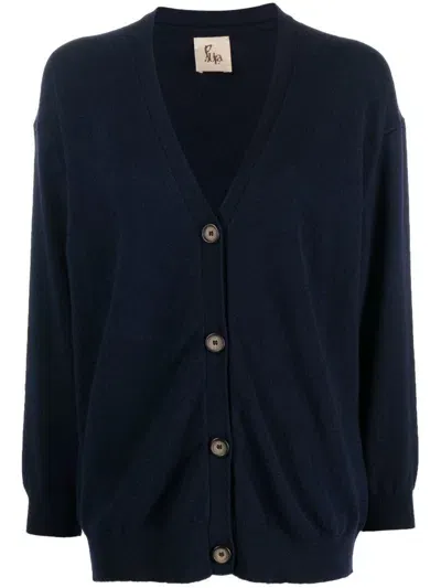 Paula Buttoned-up Cashmere Cardigan In Blue