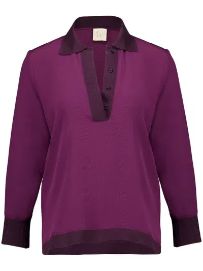 Paula V-neck Silk Blouse In Purple