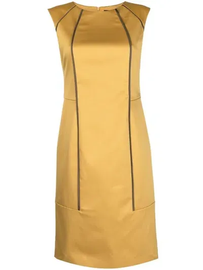 Paule Ka Piped-trim Shift Dress In Yellow