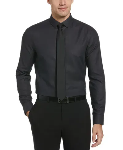 Perry Ellis Men's Slim Fit Dobby Polka Dot Print Dress Shirt In Black