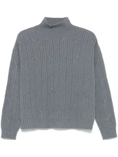 Peserico Chunky Cable-knit Sweateer In Blue