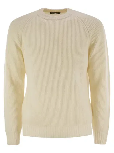 Peserico Crew-neck Rib Sweater In White