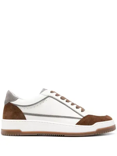 Peserico Men's Mixed Media Sneakers In Chestnut