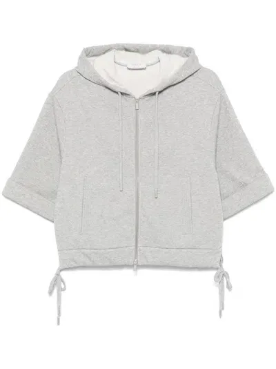 Peserico Lurex Zip-up Sweatshirt In Grey