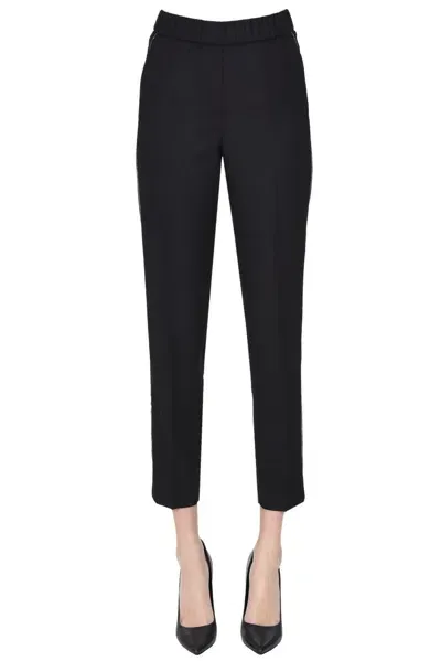 Peserico Wool-blend Trousers In Black