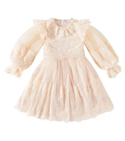 Petite Amalie Kids' Lace-appliqué Tulle Dress In White