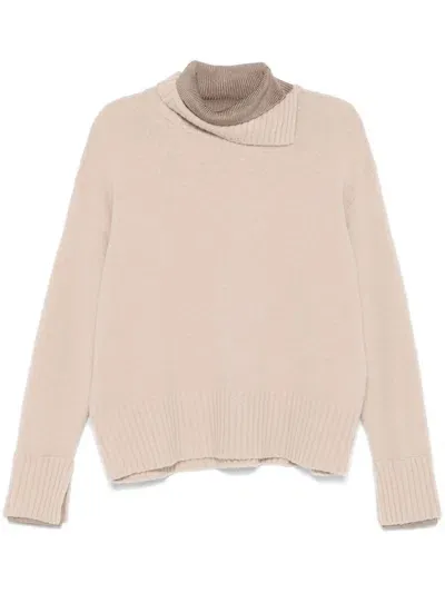 Pierantoniogaspari High-neck Sweater In Neutrals