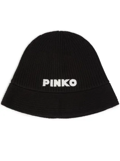 Pinko Logo-appliqué Bucket Hat In Noir Limousine