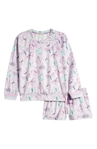 Pj Salvage Kids' Print Fleece Two-piece Pajamas In Lilac Ice