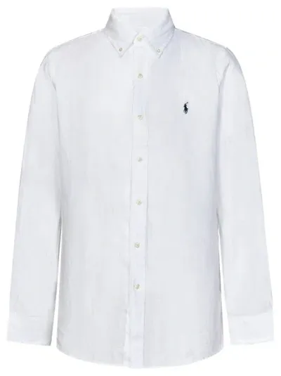 Polo Ralph Lauren Logo Linen Shirt In White