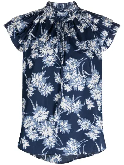 Polo Ralph Lauren Floral-print Blouse In Blau