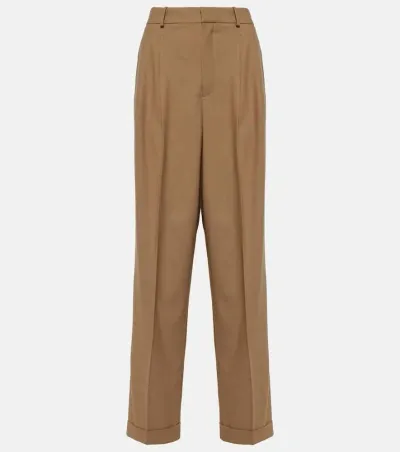 Polo Ralph Lauren High-rise Wool-blend Wide-leg Pants In Brown