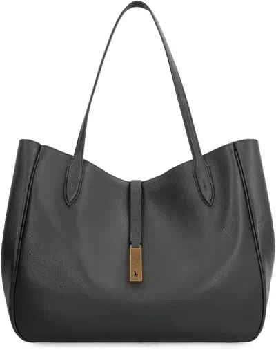 Polo Ralph Lauren Polo Id Leather Tote In Black