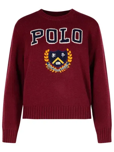 Polo Ralph Lauren Ribbed Crewneck Jumper In Red