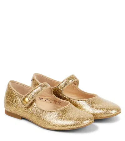 Pom D'api Kids' Daisy Baby Glitter Mary Jane Flats In Gold