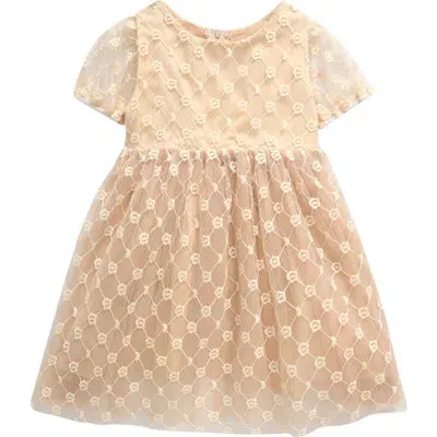 Popatu Kids' Embroidered Tulle Dress In Ivory