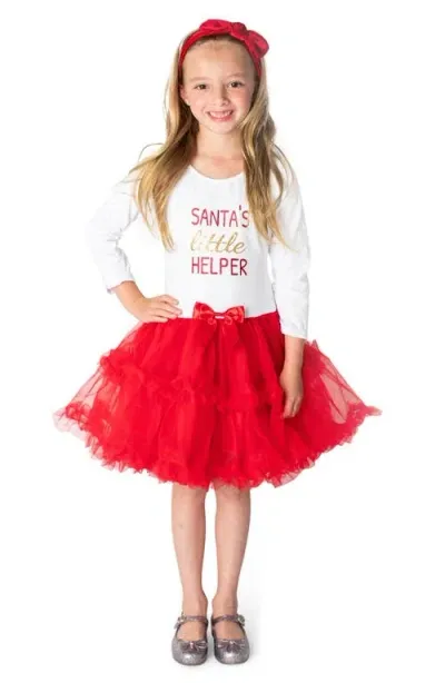 Popatu Babies'  Santa's Little Helper Tutu Dress In White/red