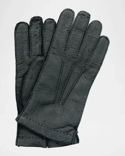 Portolano Men's Peccary Leather Gloves In Black