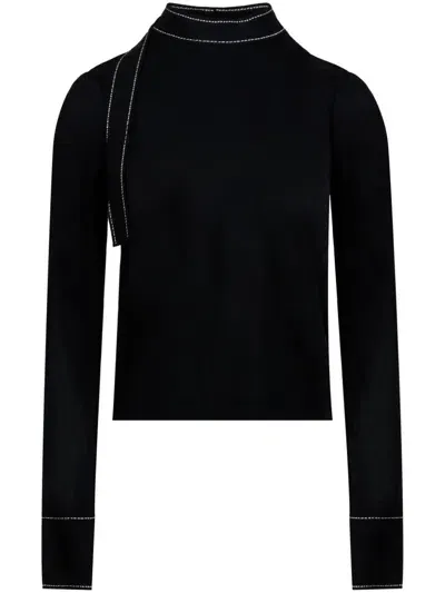 Ports 1961 Contrast-stitching Round-neck Sweater In Black