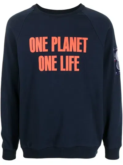 Ports V "one Planet One Life" Logo-print Sweatshirt In Blue