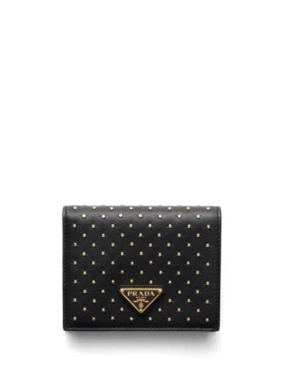 Prada Studded Wallet In Black