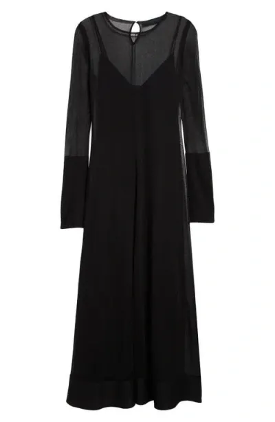 Proenza Schouler Anneliese Long Sleeve Knit Organza Dress In Black