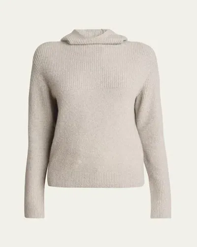 Proenza Schouler Greta Lofty Cashmere Hooded Sweater In Light Grey Melange