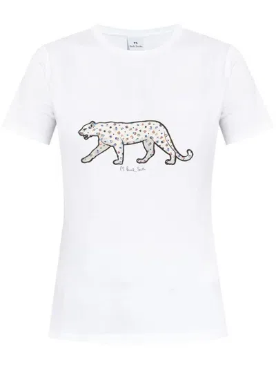 Ps By Paul Smith Printed Cotton T Shirt In White