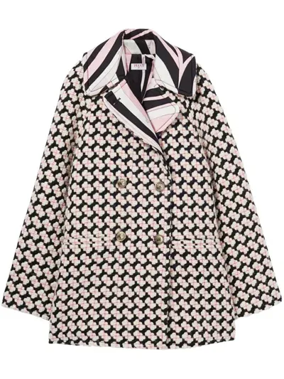 Pucci Iride-print Tweed Coat In Black