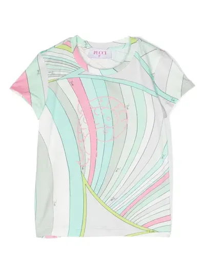 Pucci Junior Kids' Kaleidoscopic-print Crew-neck T-shirt In Green