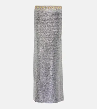 Rabanne Embellished Maxi Skirt In Silver