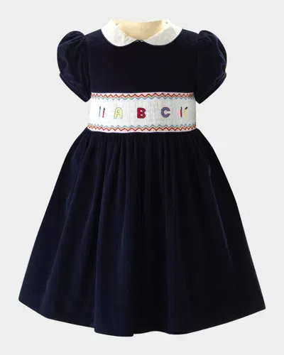 Rachel Riley Kids' Girl's Abc Smocked Dress In Navy