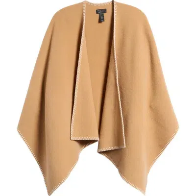 Rag & Bone Ingrid Blanket Stitch Wool Poncho In Neutral