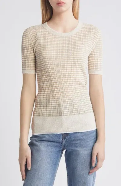 Rag & Bone Kilee Stripe Short Sleeve Sweater In Taupe