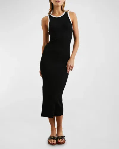 Rails Rue Rib-knit Backless Midi Dress In Black