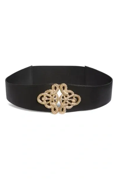 Raina Christian Snake Leather Belt In Black