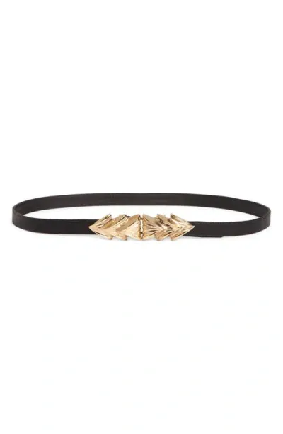 Raina Three Shells Leather Belt In Black