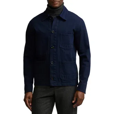 Ralph Lauren Purple Label Cotton Herringbone Button-up Chore Coat In Spring Navy