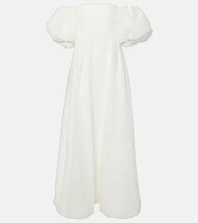 Rebecca Vallance Matchworker Puff-sleeve Off-shoulder Gown In White