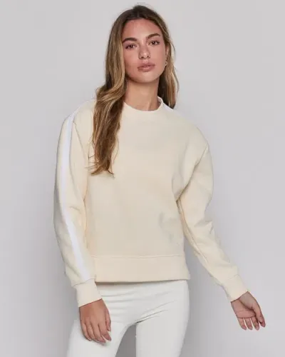 Rebody Active Sideline Fleece Sweatshirt In Bone/white